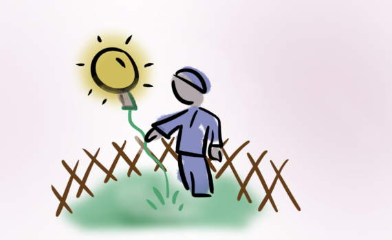 Mensch hat eine Idee die aussieht wie ein Luftballon