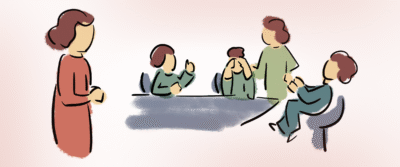 Mit dem inneren Team der Trauer begegnen 2 Inneres Team - Figuren an einem Tisch in Diskussion