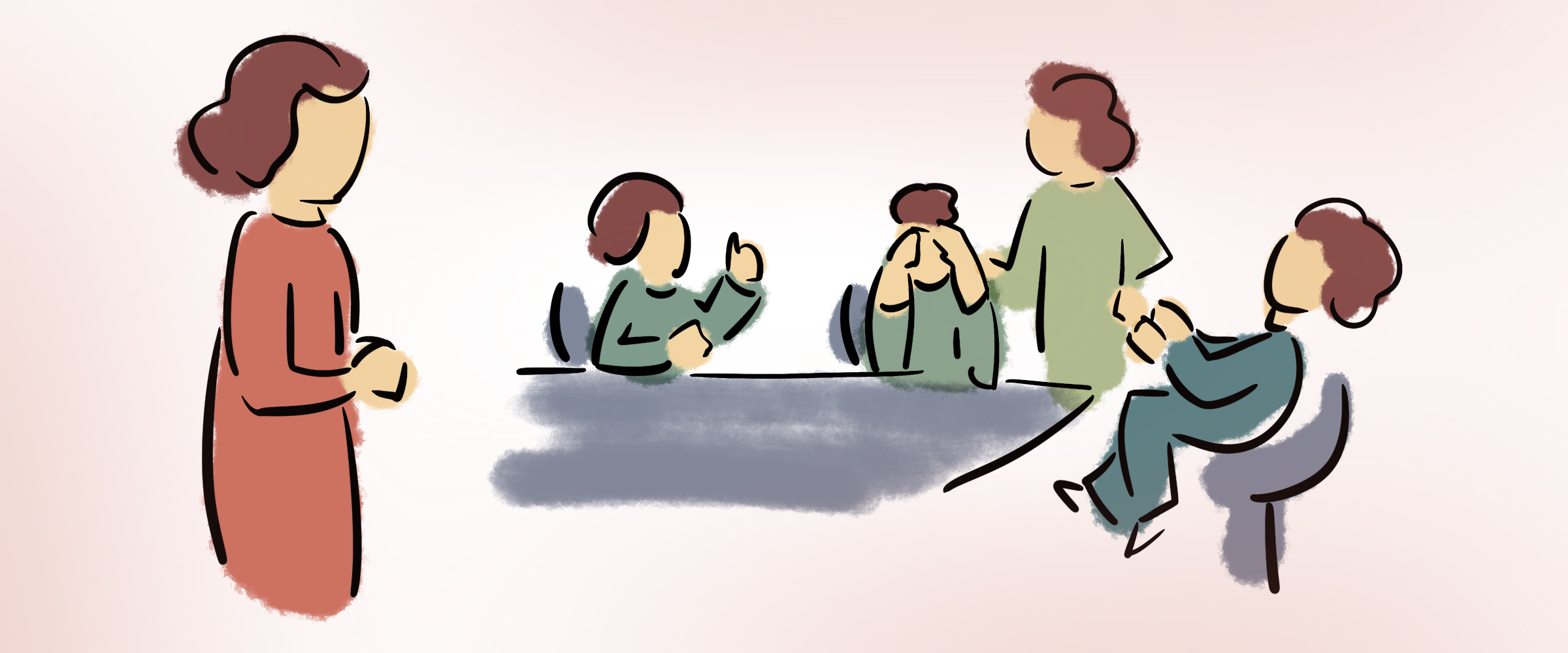 Inneres Team - Figuren an einem Tisch in Diskussion